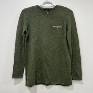 J Mclaughlin Earle Sweater XS NWT $268 Cashmere Solid Crewneck Long Sleeve Green